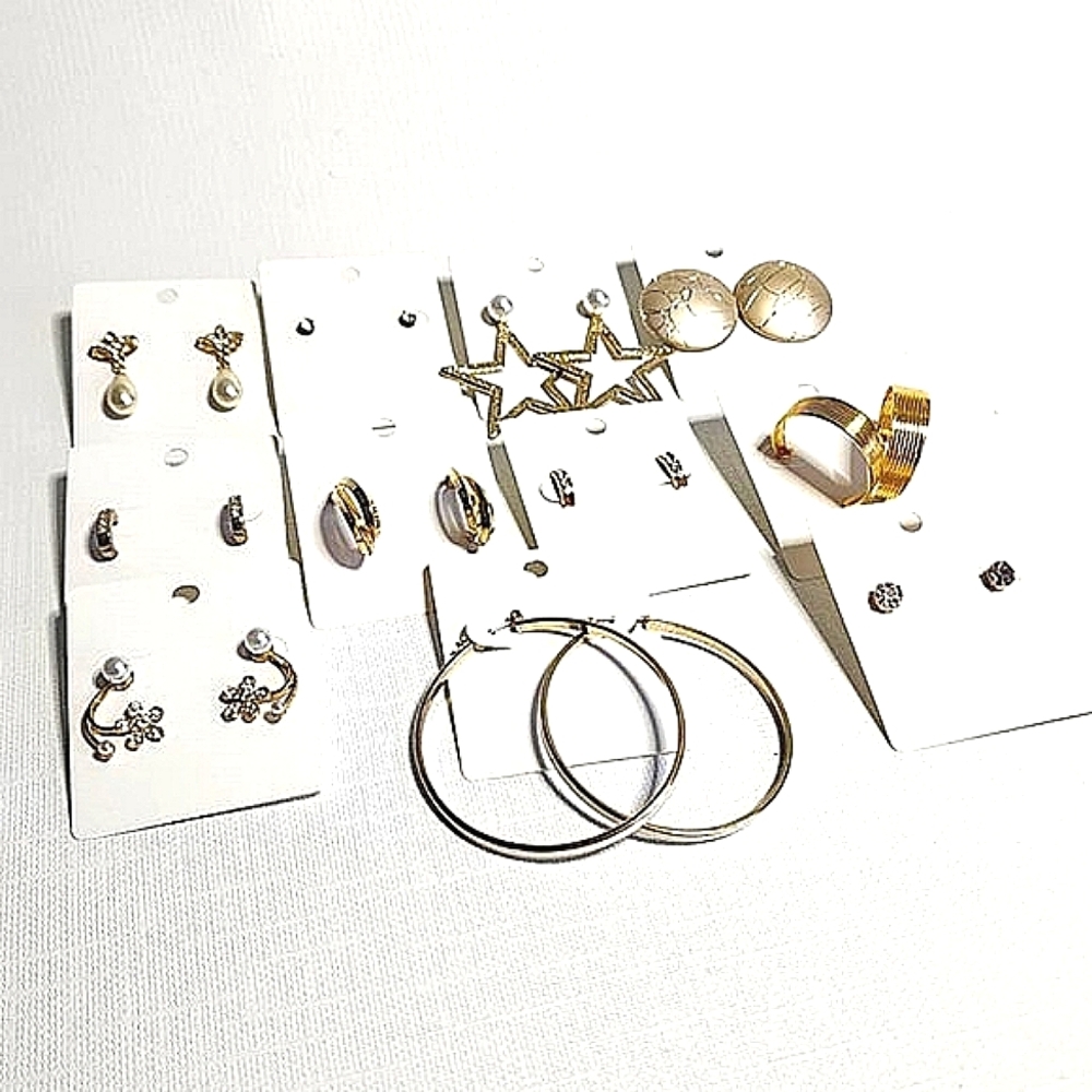 Gold tone pierced earring bundle
